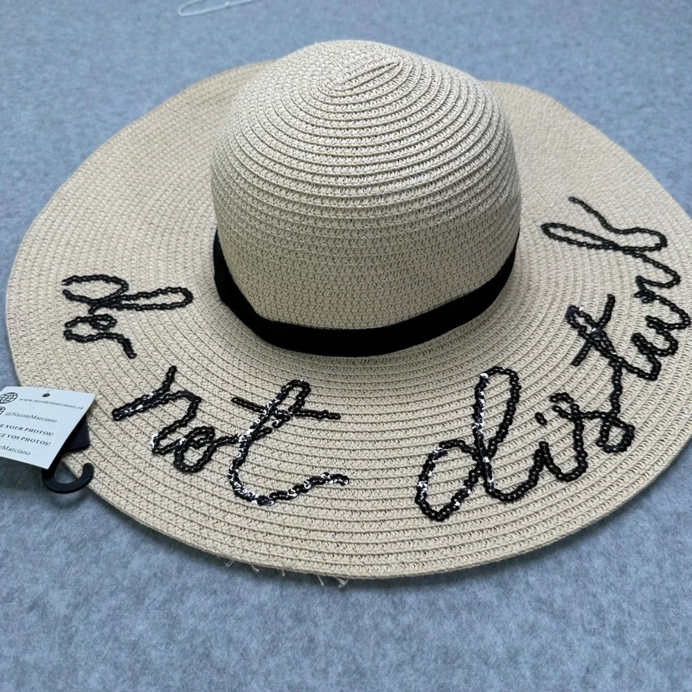 Nicole Marciano Women's Straw Hat Beach Pool Summer Do Not Disturb New